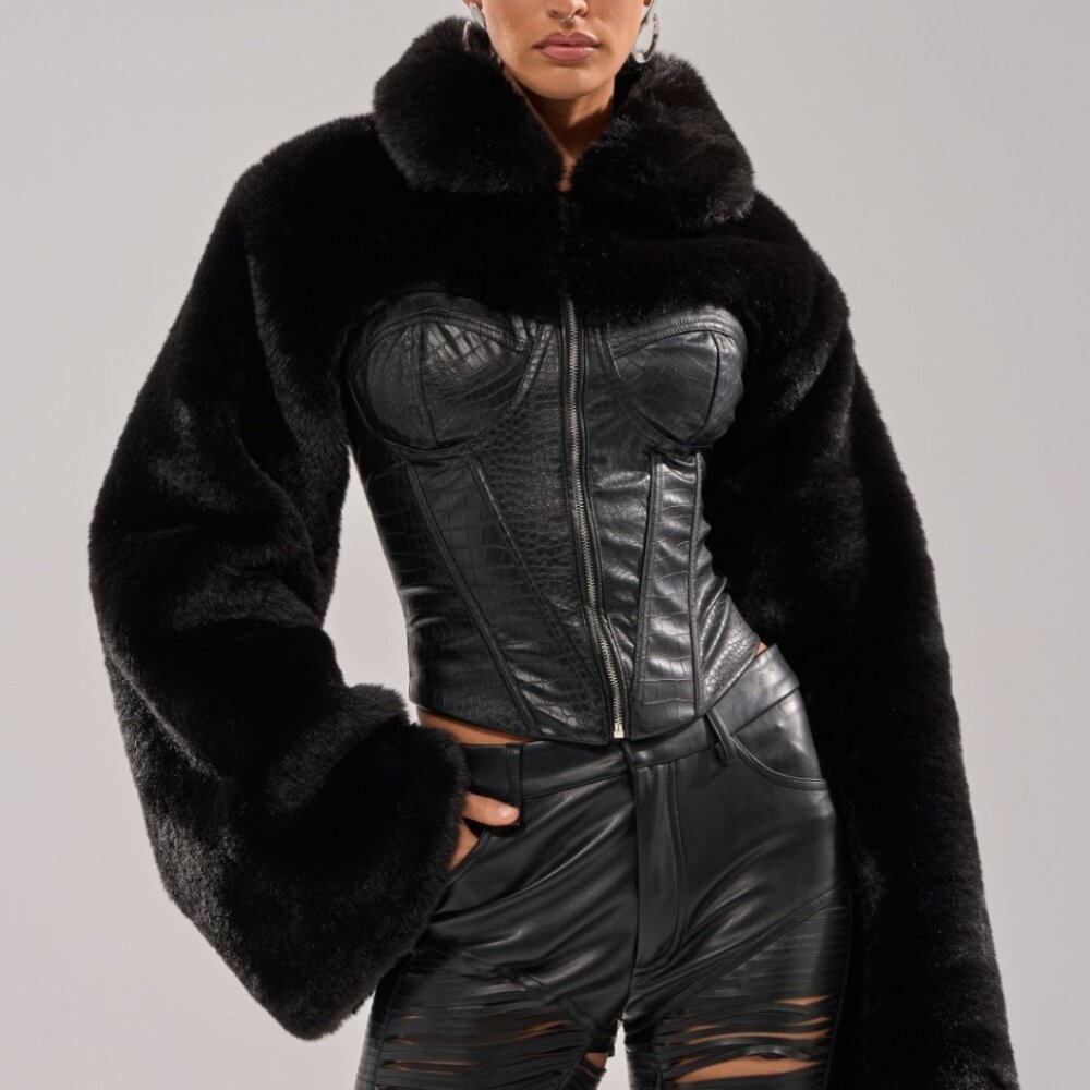 AKIRA SHORTY CORSETED FAUX FUR Size MM